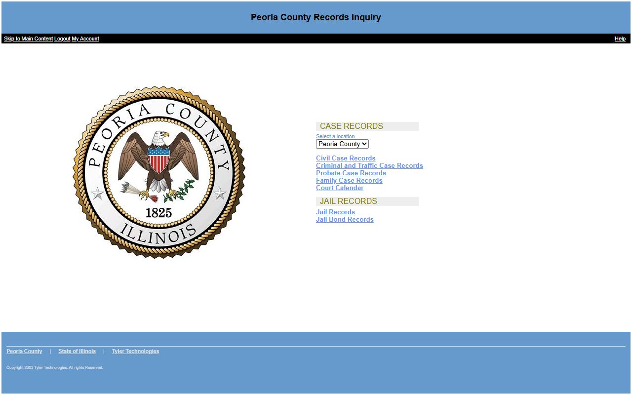 Peoria County records portal linked by the sheriff for jail inmate searches